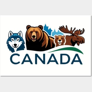 Canada Wildlife Hoodie | Moose, Bear, Beaver & Wolf | Nature Lovers | Perfect Canadian Gift Posters and Art